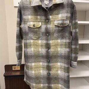 Joie Plaid Utility Jacket - Gray and Olive